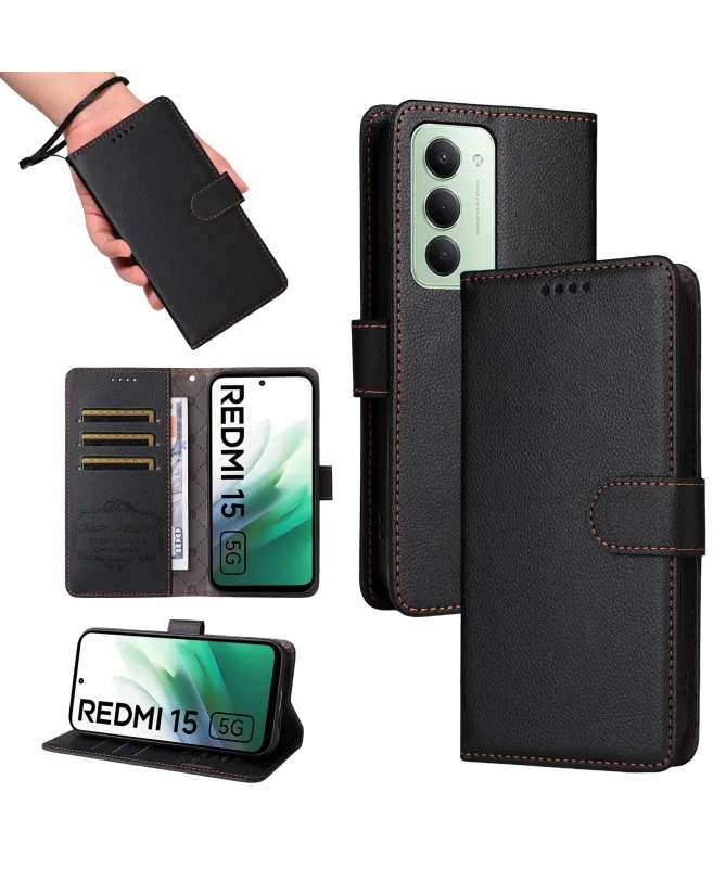 Housse Portefeuille Xiaomi Redmi 15 4G Anti-RFID