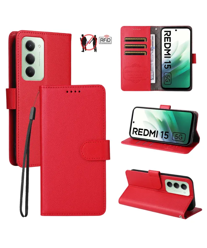 Housse Portefeuille Xiaomi Redmi 15 4G Anti-RFID