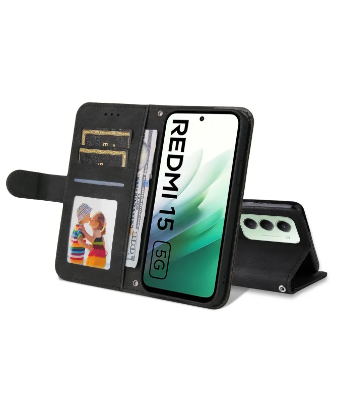 Housse Portefeuille Xiaomi Redmi 15 4G Style Rétro
