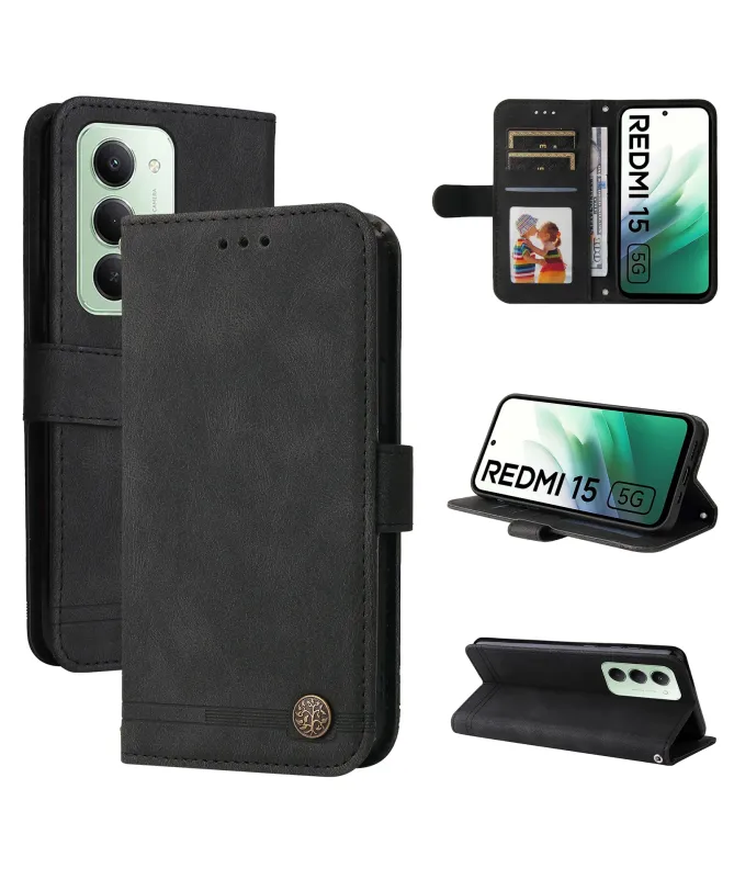 Housse Portefeuille Xiaomi Redmi 15 4G Style Rétro