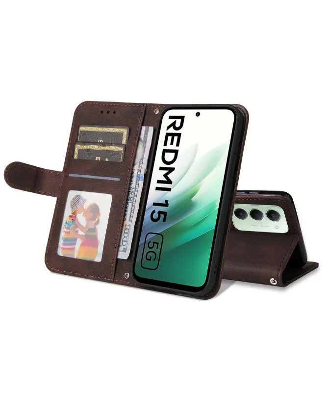 Housse Portefeuille Xiaomi Redmi 15 4G Style Rétro