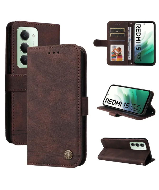 Housse Portefeuille Xiaomi Redmi 15 4G Style Rétro