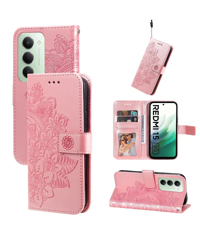 Housse Xiaomi Redmi 15 4G Portefeuille Motif Floral