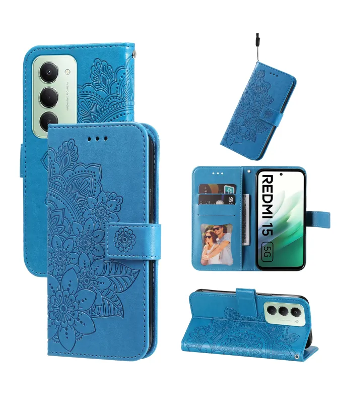 Housse Xiaomi Redmi 15 4G Portefeuille Motif Floral