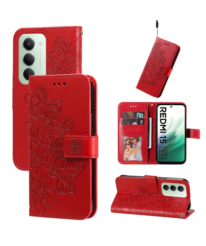 Housse Xiaomi Redmi 15 4G Portefeuille Motif Floral