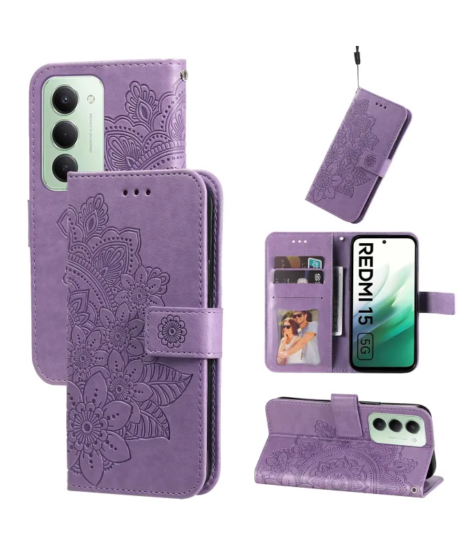 Housse Xiaomi Redmi 15 4G Portefeuille Motif Floral