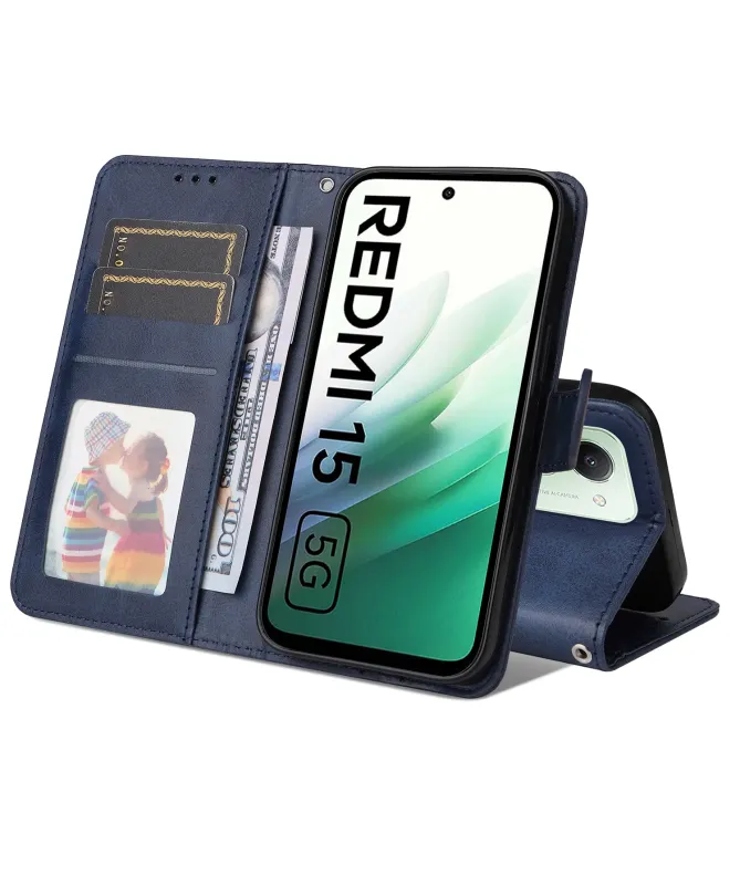 Housse Portefeuille Xiaomi Redmi 15 4G Effet Cuir