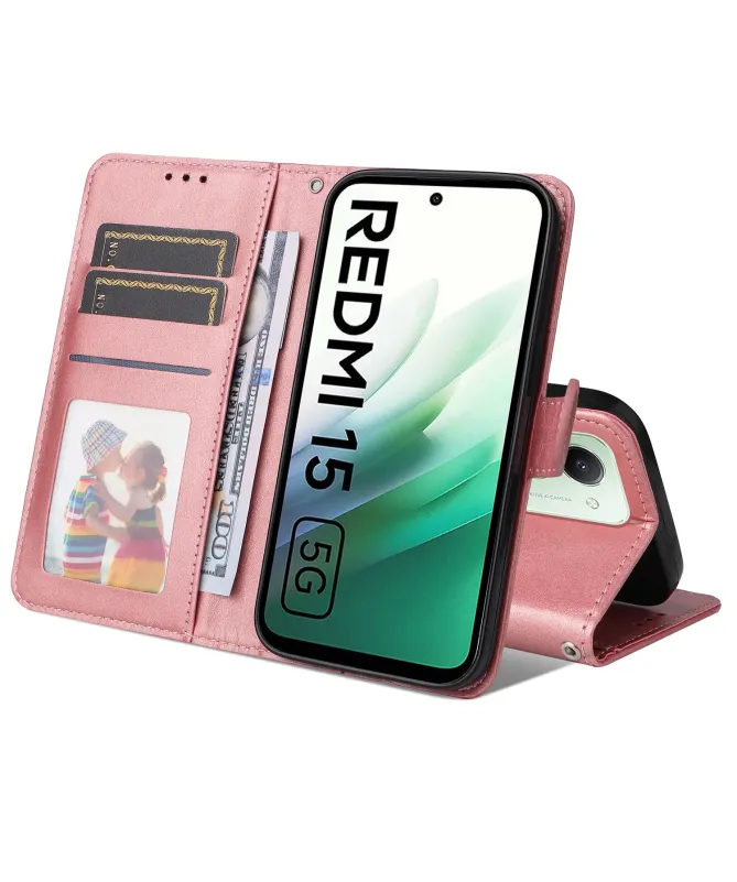 Housse Portefeuille Xiaomi Redmi 15 4G Effet Cuir
