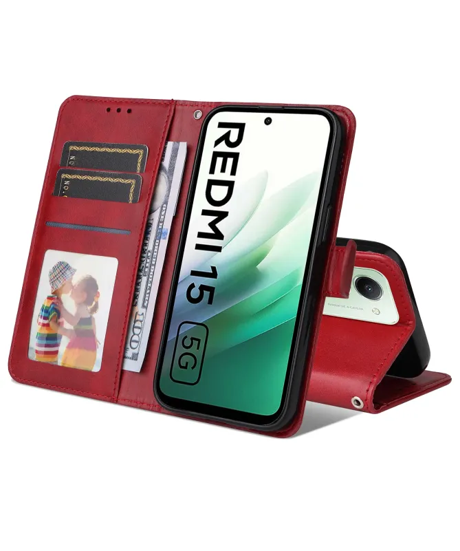 Housse Portefeuille Xiaomi Redmi 15 4G Effet Cuir