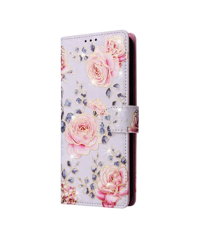 Housse Samsung Galaxy S25 FE à Roses aux Contours Dorés