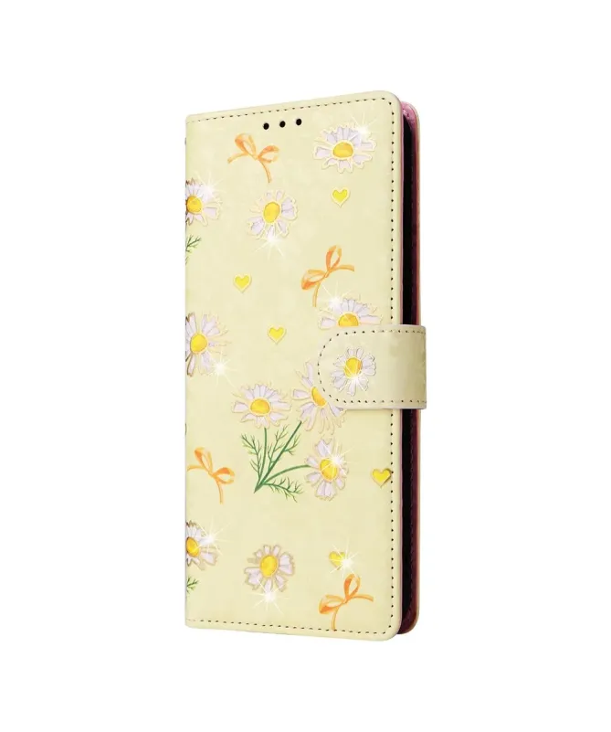 Housse Samsung Galaxy S25 FE à Motif Marguerites et Nœuds
