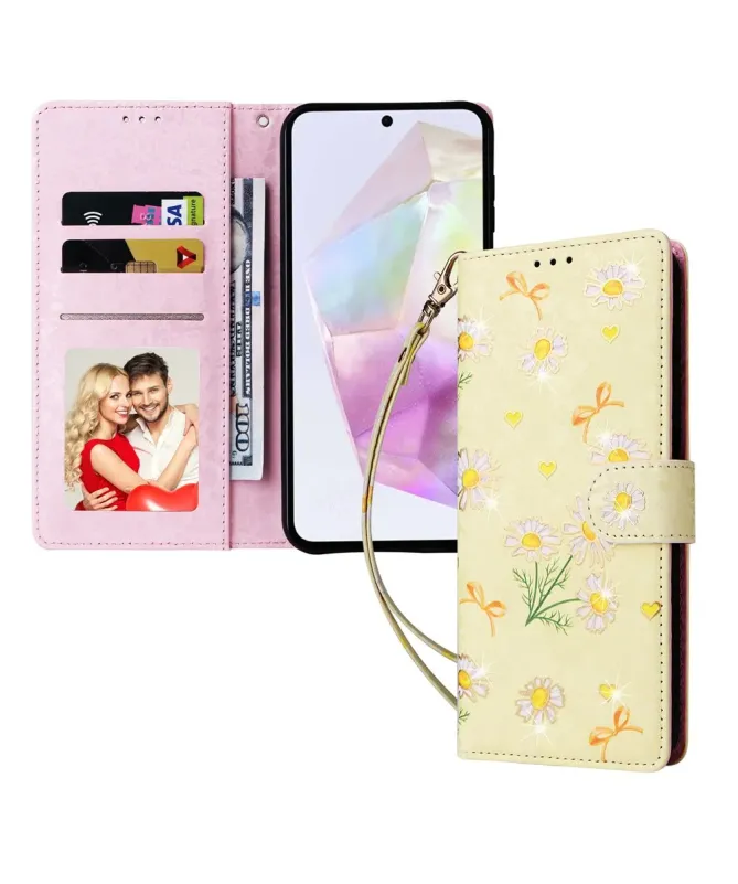 Housse Samsung Galaxy S25 FE à Motif Marguerites et Nœuds
