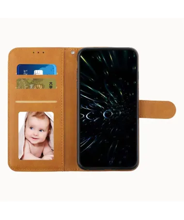 Housse Samsung Galaxy S25 FE Effet Cuir Lignes Gravées