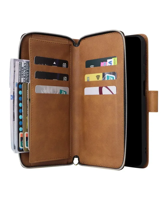 Housse Samsung Galaxy S25 FE Portefeuille Grande Capacité à Zip