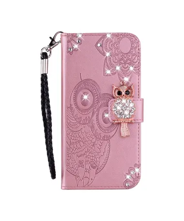 Housse Samsung Galaxy S25 FE Hibou en relief et Strass