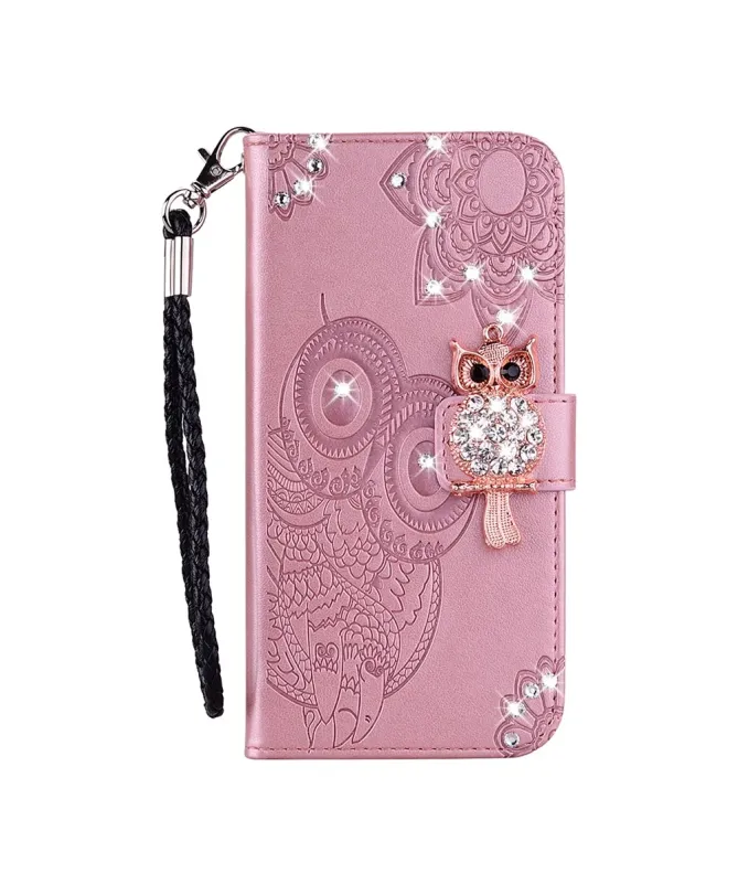 Housse Samsung Galaxy S25 FE Hibou en relief et Strass