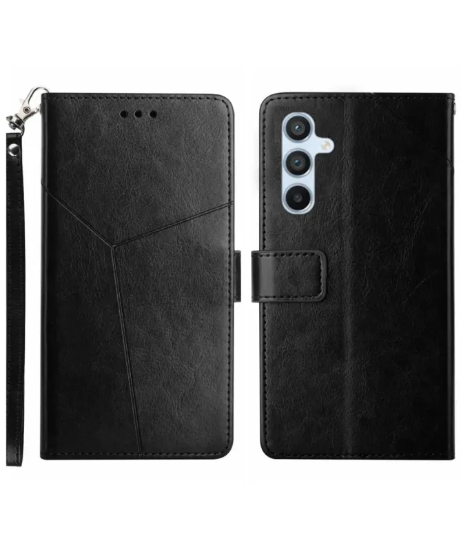 Housse Samsung Galaxy S25 FE effet cuir Y Lines à lanière