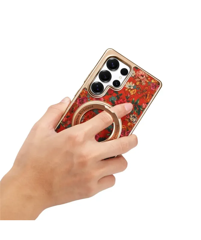 Coque Samsung Galaxy S25 Ultra Bouquet Écarlate avec Anneau-Support Do