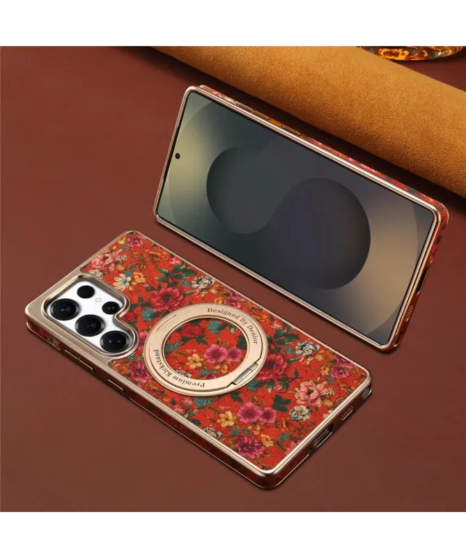 Coque Samsung Galaxy S25 Ultra Bouquet Écarlate avec Anneau-Support Do