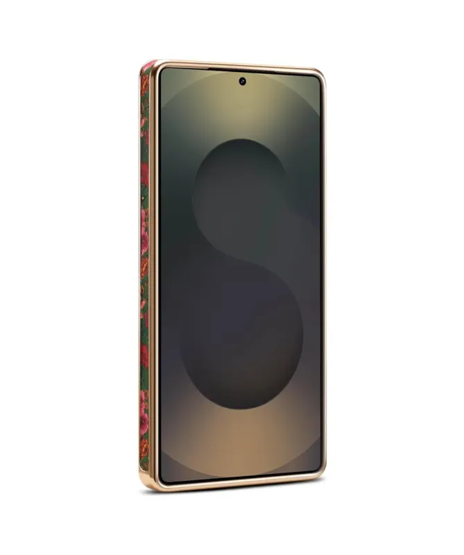 Coque Samsung Galaxy S25 Ultra Jardin Anglais avec Anneau-Support Doré