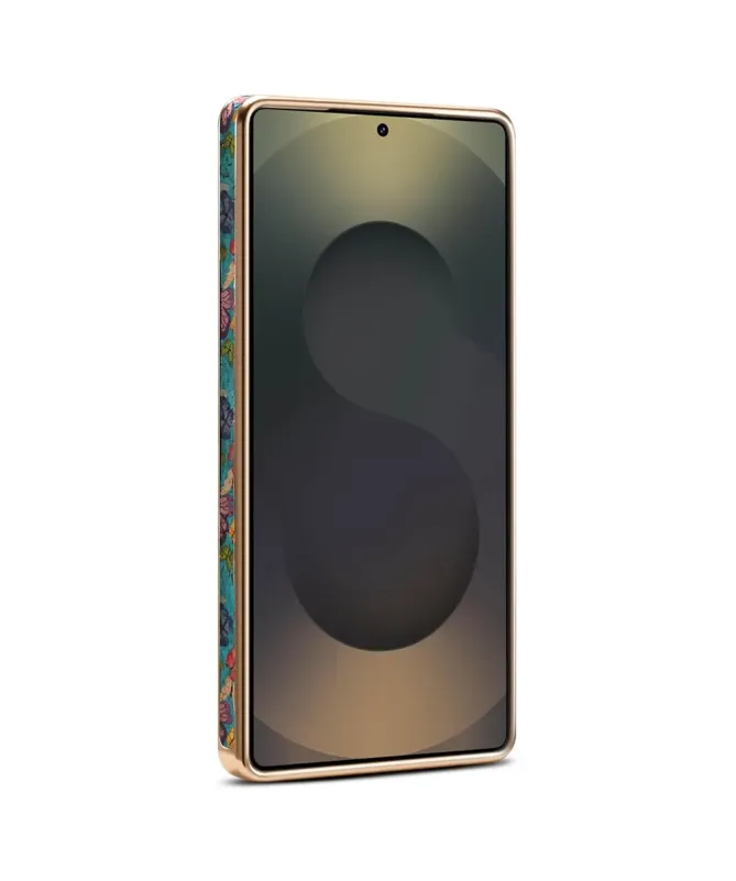 Coque Samsung Galaxy S25 Ultra Papillons avec Anneau-Support Doré