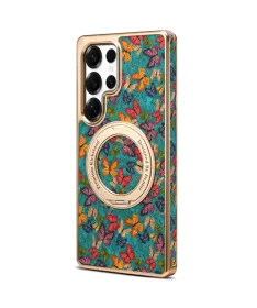 Coque Samsung Galaxy S25 Ultra Papillons avec Anneau-Support Doré