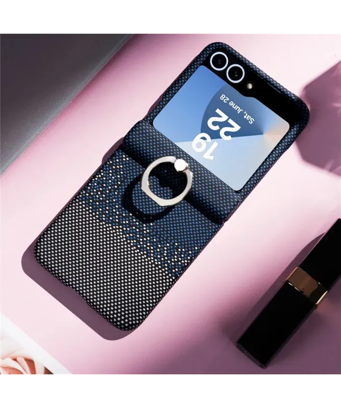 Coque Samsung Galaxy Z Flip 7 FE / 6 / 5 à Anneau et Motif Pixels