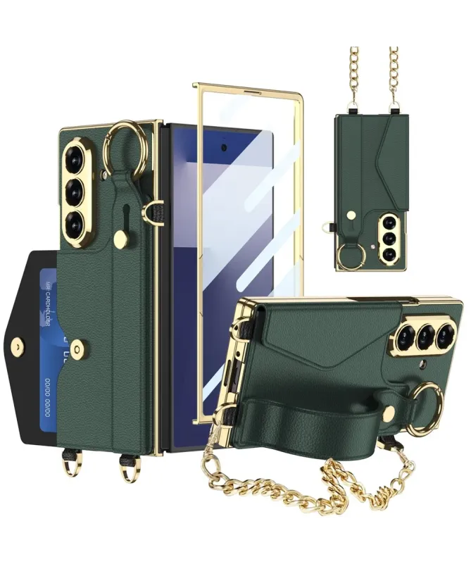 Coque Samsung Galaxy Z Fold 7 Porte-Carte avec Bandoulière et Béquille