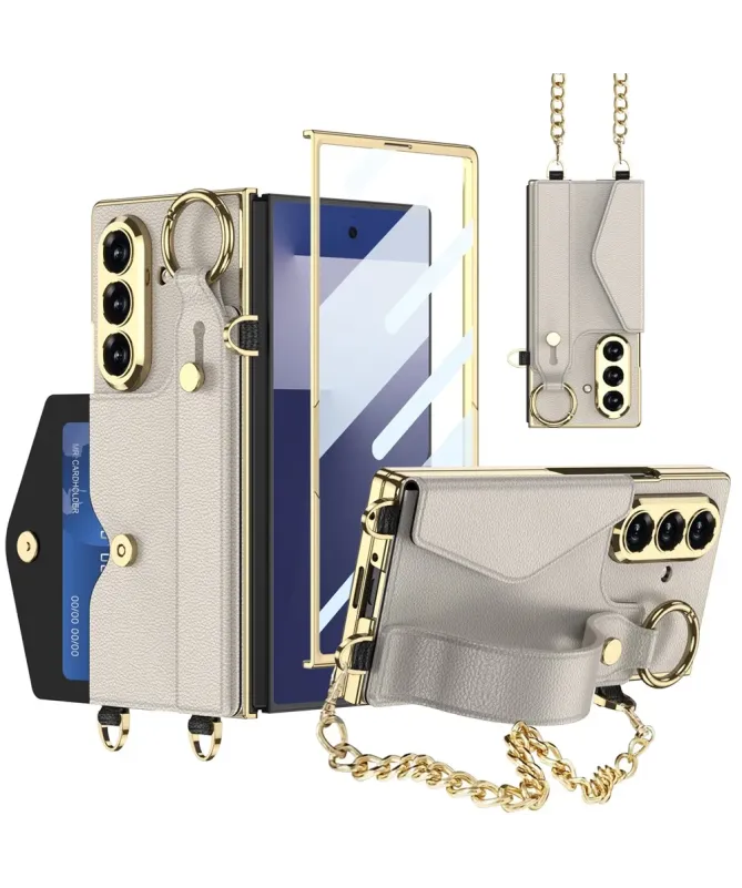 Coque Samsung Galaxy Z Fold 7 Porte-Carte avec Bandoulière et Béquille