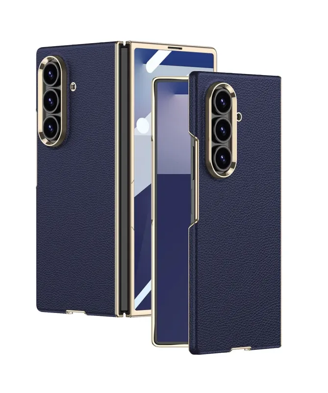 Coque Samsung Galaxy Z Fold 7 Effet Cuir avec Contour Métallisé