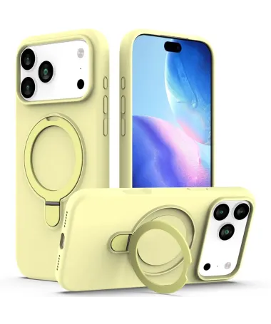 Coque iPhone 17 Pro Max Silicone MagSafe avec Anneau-Support