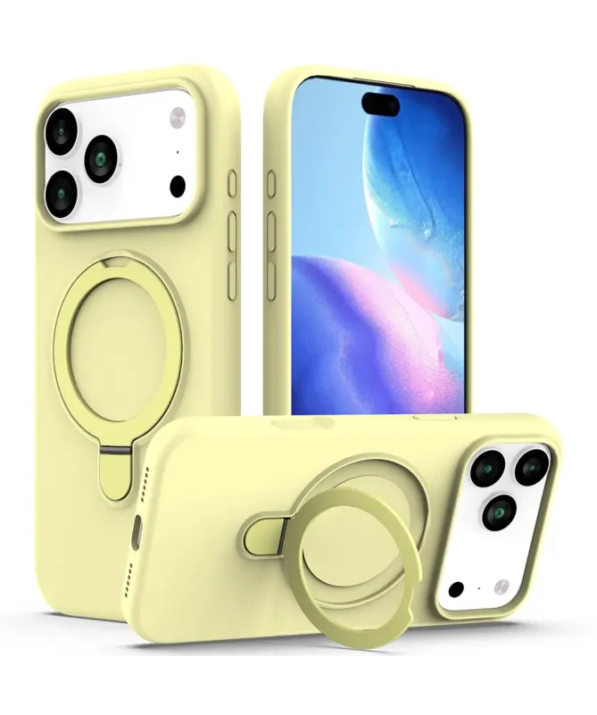 Coque iPhone 17 Pro Max Silicone MagSafe avec Anneau-Support