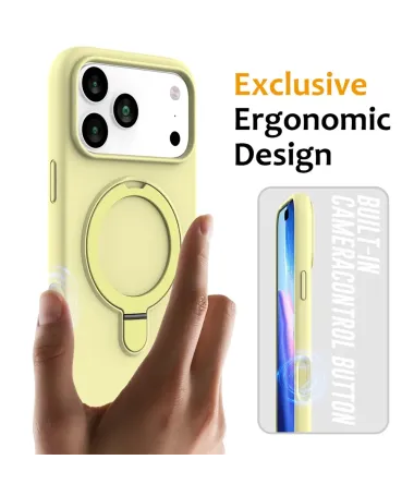 Coque iPhone 17 Pro Max Silicone MagSafe avec Anneau-Support