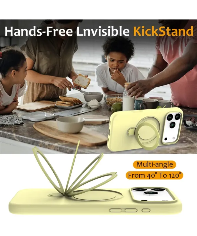 Coque iPhone 17 Pro Max Silicone MagSafe avec Anneau-Support