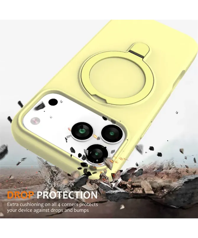 Coque iPhone 17 Pro Max Silicone MagSafe avec Anneau-Support