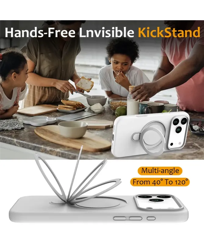 Coque iPhone 17 Pro Max Silicone MagSafe avec Anneau-Support