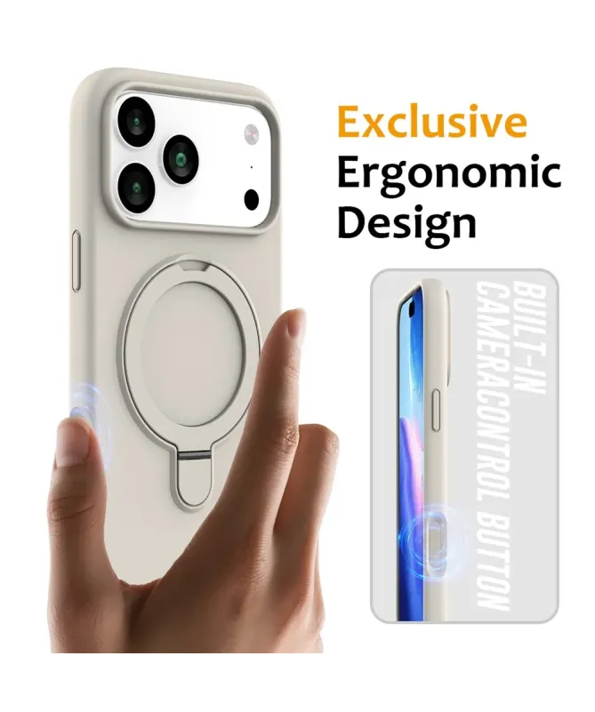 Coque iPhone 17 Pro Max Silicone MagSafe avec Anneau-Support