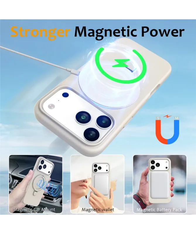 Coque iPhone 17 Pro Max Silicone MagSafe avec Anneau-Support