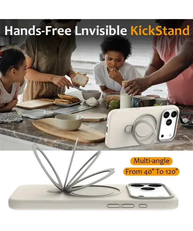 Coque iPhone 17 Pro Max Silicone MagSafe avec Anneau-Support