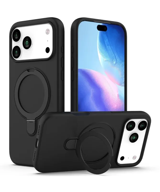 Coque iPhone 17 Pro Max Silicone MagSafe avec Anneau-Support