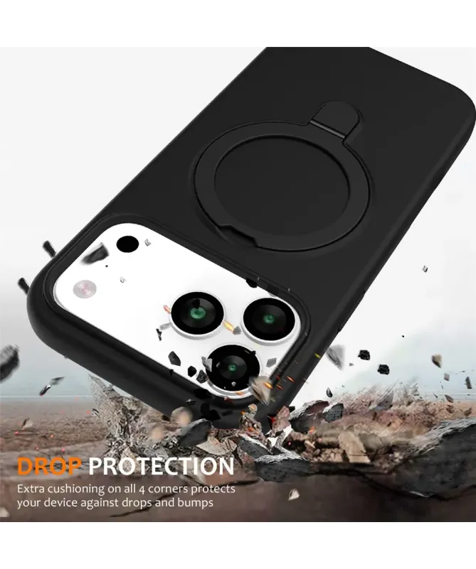 Coque iPhone 17 Pro Max Silicone MagSafe avec Anneau-Support