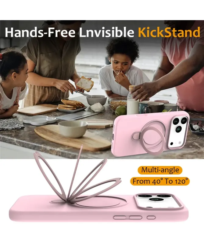 Coque iPhone 17 Pro Max Silicone MagSafe avec Anneau-Support