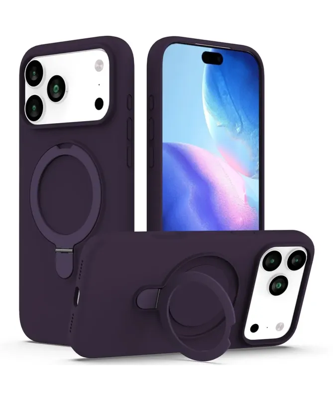 Coque iPhone 17 Pro Max Silicone MagSafe avec Anneau-Support