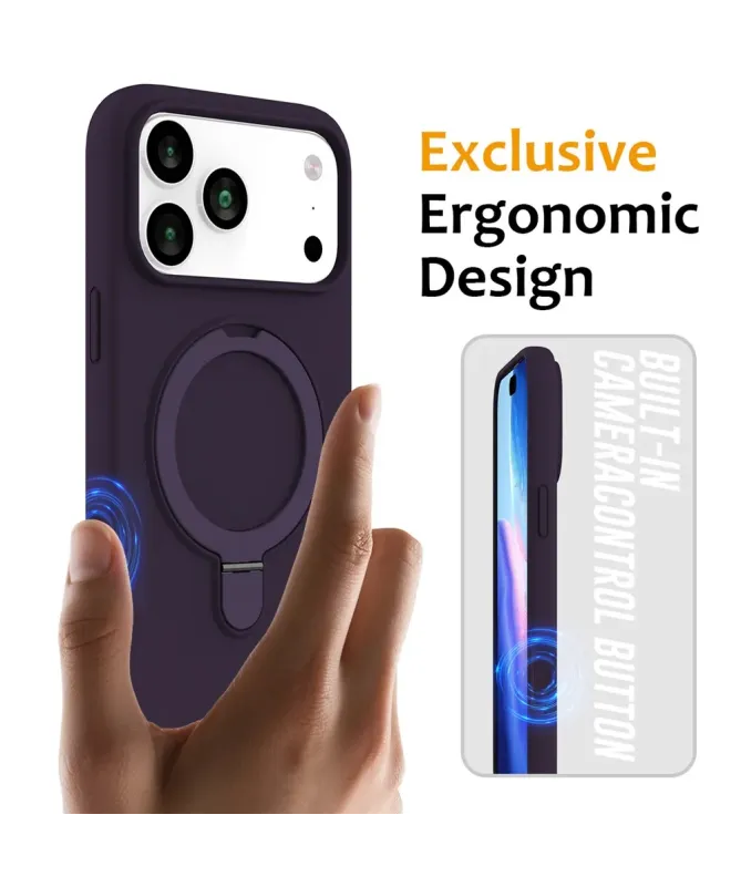 Coque iPhone 17 Pro Max Silicone MagSafe avec Anneau-Support