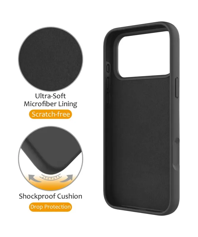 Coque iPhone 17 Pro Max Silicone MagSafe avec Anneau-Support