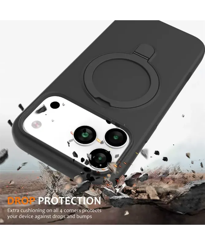 Coque iPhone 17 Pro Max Silicone MagSafe avec Anneau-Support