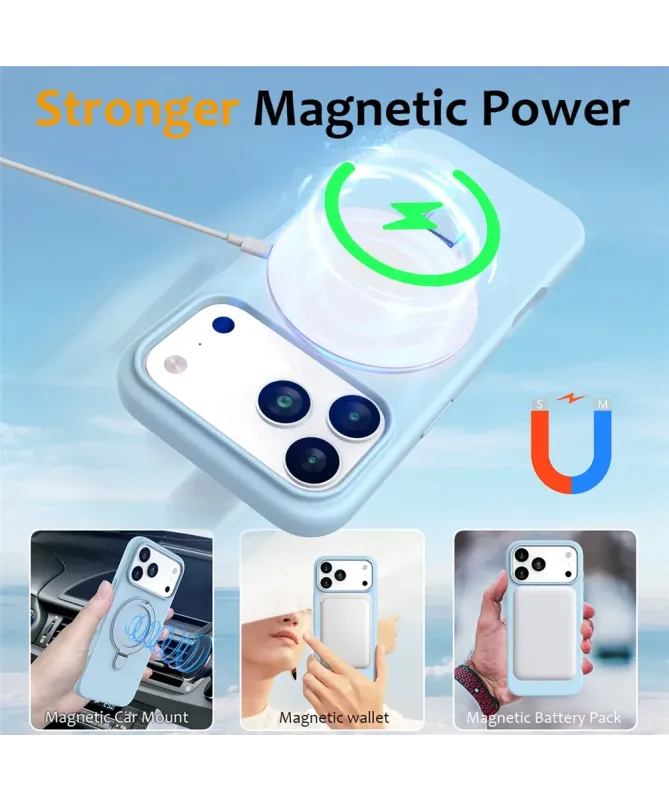 Coque iPhone 17 Pro Max Silicone MagSafe avec Anneau-Support