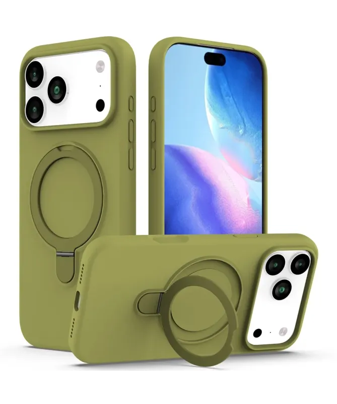 Coque iPhone 17 Pro Max Silicone MagSafe avec Anneau-Support