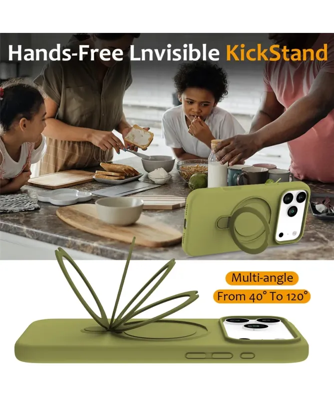 Coque iPhone 17 Pro Max Silicone MagSafe avec Anneau-Support