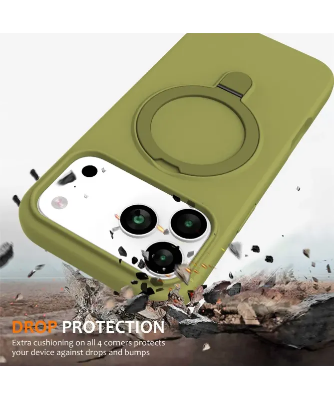 Coque iPhone 17 Pro Max Silicone MagSafe avec Anneau-Support